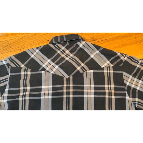 VTG Wrangler Men Black Brown Plaid Shirt Pearl Snap XL Cowboy Western Rodeo EUC - Picture 10 of 10